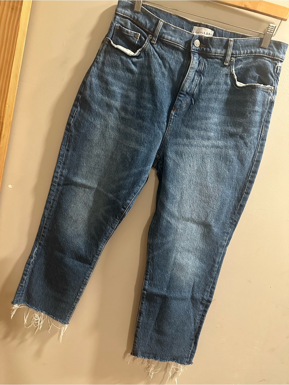 LOFT The Straight Crop Dark Blue Washed Jeans